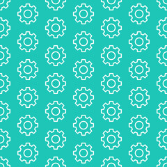 Blue seamless pattern with white gears.