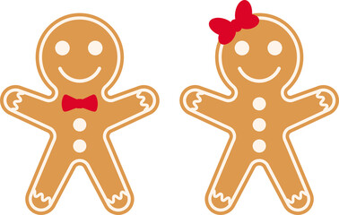 Gingerbread Svg cut file (boy and girl). Christmas cookies vector illustration isolated on white background