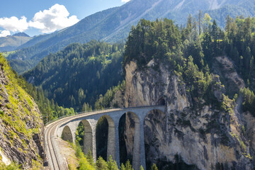 Landwasser viaduct in Switzerland in Alps