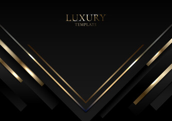 Abstract background elegant 3D black triangle with gold stripes line luxury style