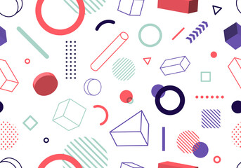 Abstract modern geometric seamless pattern 3D elements minimal covers design on white background