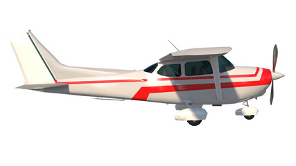 Light aircraft 2-Lateral view white background 3D Rendering Ilustracion 3D