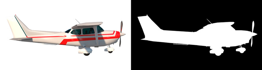 Light aircraft 2-Lateral view white background 3D Rendering Ilustracion 3D