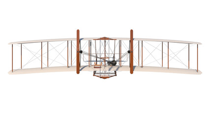 Wright Flyer 1- Front view white background 3D Rendering Ilustracion 3D