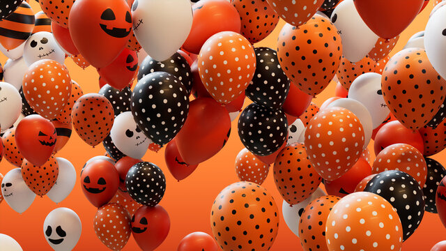 Colourful Party Balloons with fun Halloween designs.