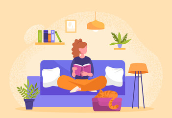 Fototapeta premium Girl sitting on couch