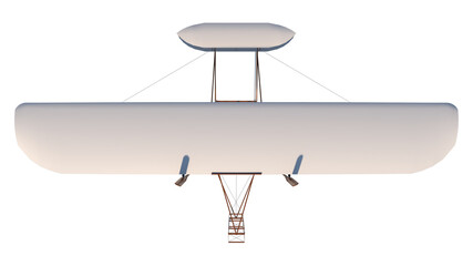 Fototapeta na wymiar Wright Flyer 1- Top view white background 3D Rendering Ilustracion 3D