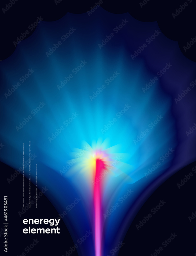 Poster cosmos background element with colorful line wave. energy flow vector illustration.