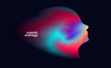 Conceptual cosmos face concept background element. Vector illustration in concept of technology, communication, science, digital.
