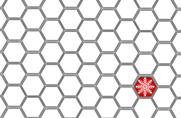 White octagon background with one red snowflake