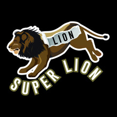 Super lion slogan t shirt design