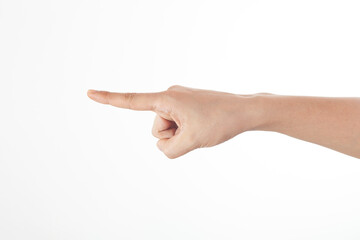 hand pointing isolated on white