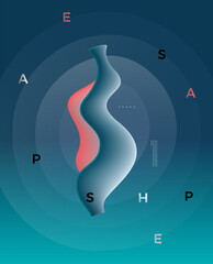 Abstract cover page design with emitted colorful particle wave. Futuristic conceptual element design. Modern vector illustration.