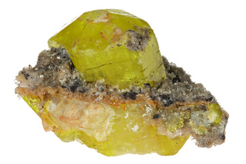 ettringite crystal from N'Chwaning II Mine, South Africa isolated on white background