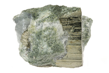 pyrite cubic crystal from Rechnitz, Austria isolated on white background