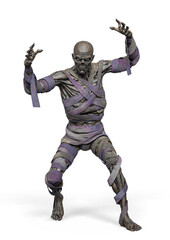 mummy is looking down on white background