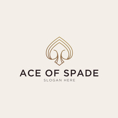 Luxury ace of spade outline logo template