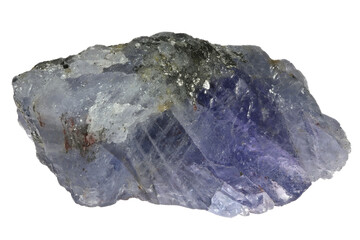 tanzanite crystal from Merelani Hills, Tanzania isolated on white background