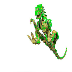 Fototapeta premium rusty raptor robot is jumping
