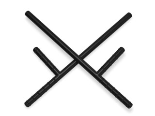 Crossed police rubber batons 3d rendering