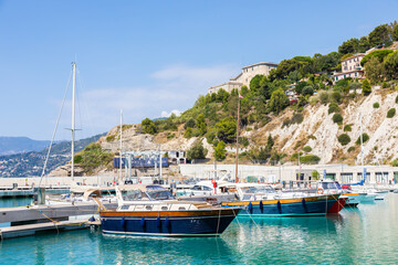 Fototapeta na wymiar Cala del Forte - Ventimiglia. Principality of Monaco ports' brand new marina