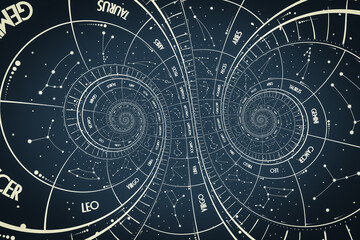 Droste effect background. Abstract design for concepts related to astrology and fantasy.