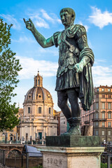 Fototapeta premium Statue of Caesar Emperor in Rome, Italy. Ancient role model of Leadeship and Authority .