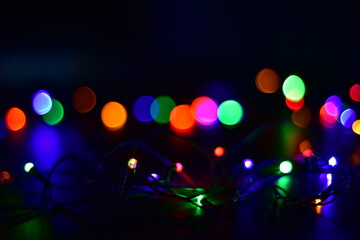 blue, green, cyan, yellow, Red colored bokeh defocused circle light background