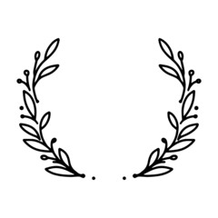 Vector hand drawn spring wreath isolated on white background. Outline willow branch. Doodle style. Floral frame.