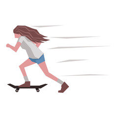 Young woman skating Illustration