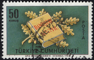 Republic of Turkey postage stamp. Republic of Turkey historical stamp. A postage stamp printed in Republic of Turkey.
