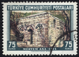 Republic of Turkey postage stamp. Republic of Turkey historical stamp. A postage stamp printed in...