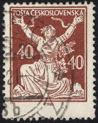 Postage stamps of the Czechoslovakia. Stamp printed in the Czechoslovakia. Stamp printed by Czechoslovakia.