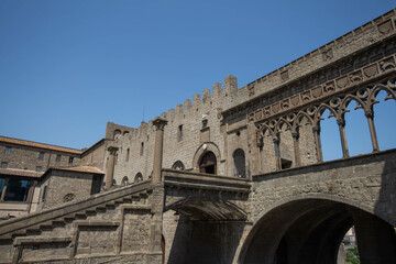 Fototapeta premium Gothic Palace of the Popes in Viterbo, with frescoes, decorative stonework and city views from its courtyard,is the most important historic monument of Viterbo.The Palace was built in 1254 -1261