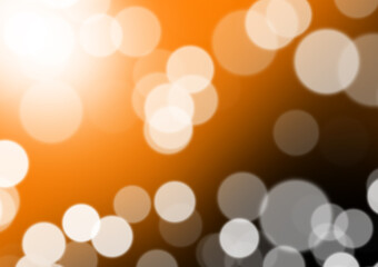 Colorful white circle shape objects on orange and black background, Halloween theme bokeh of light on orange and black color, Illustration of Halloween day original color and circle of light flare