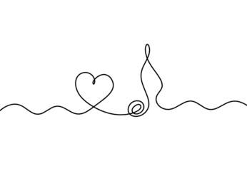Abstract note as continuous lines drawing on white background. Vector