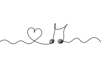 Abstract note as continuous lines drawing on white background. Vector