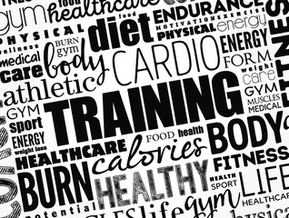 Obraz premium TRAINING word cloud, fitness, sport, health concept background