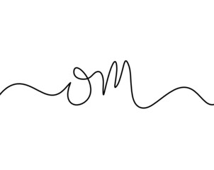 Sign of OM as line drawing on the white background. Vector
