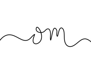 Sign of OM as line drawing on the white background. Vector