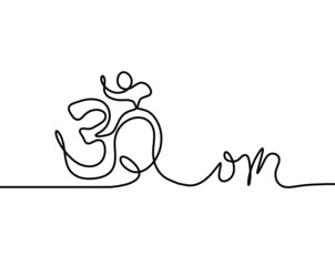 Sign of OM as line drawing on the white background. Vector