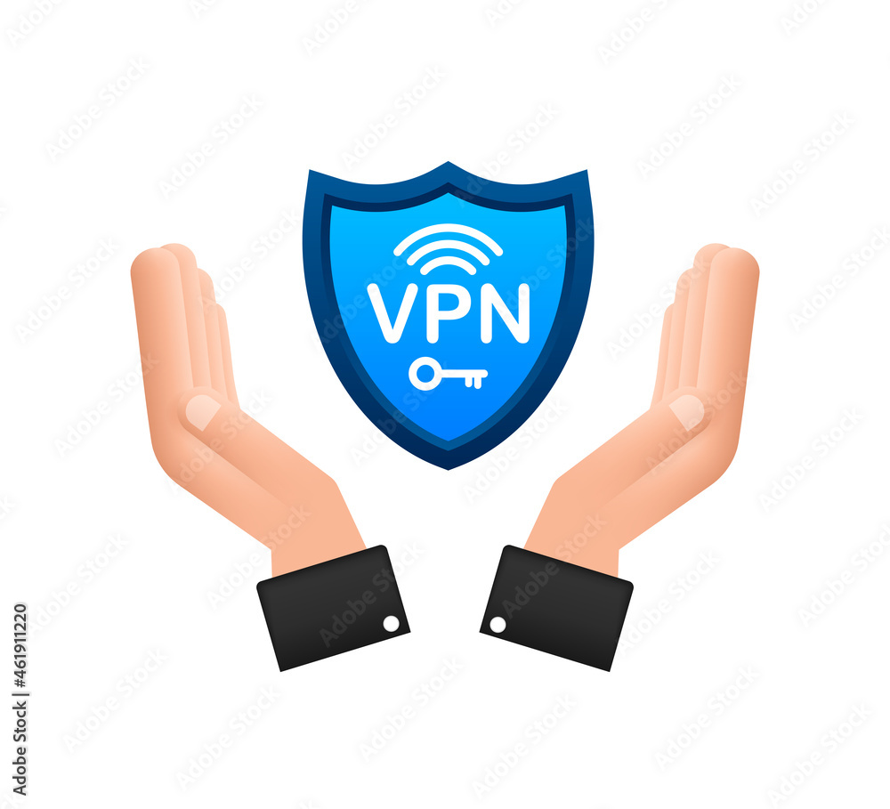 Poster secure vpn connection concept with hands. hnads holding vpn sign. virtual private network connectivi
