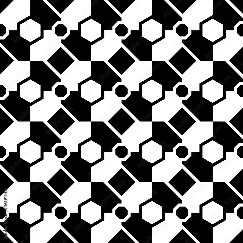 Poster Abstract checker pattern. Vector octagons and rhombs checkered wallpaper sample. Geometric and abstract chessboard pattern.