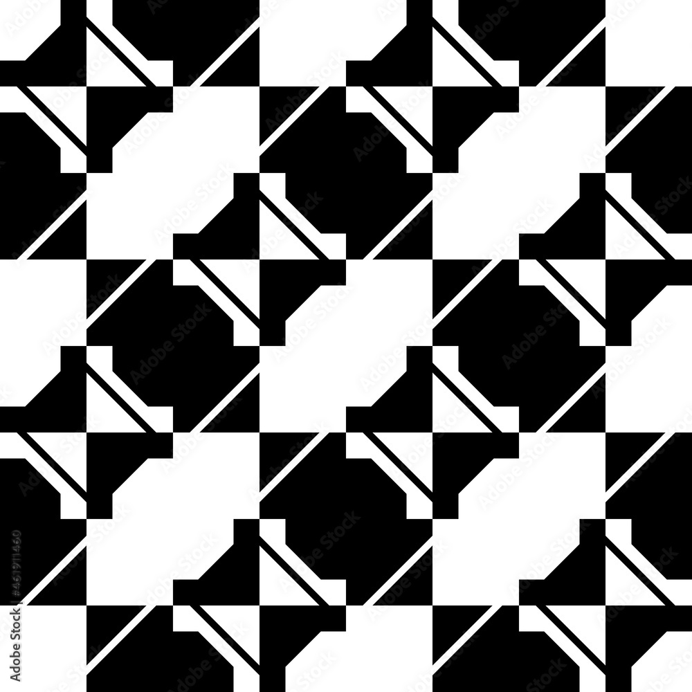 Poster checker and geometric repeated cells. vector black and white checkered abstract canvas.