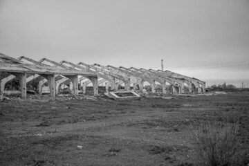 Fototapeta na wymiar abandoned ruined farm structures