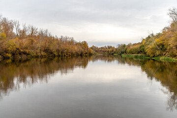 Fototapeta na wymiar autumn forest over the river