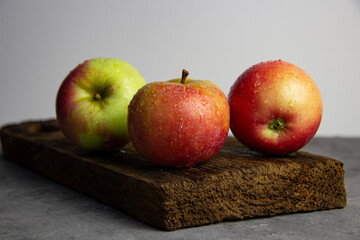 Apples on a gray background