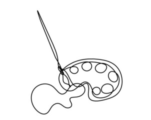 Abstract palette with tassel as line drawing on white background. Vector