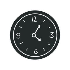 Clock Icon Silhouette Illustration. Watch Vector Graphic Pictogram Symbol Clip Art. Doodle Sketch Black Sign.