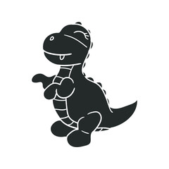 Baby Dino Icon Silhouette Illustration. Children Toys Vector Graphic Pictogram Symbol Clip Art. Doodle Sketch Black Sign.